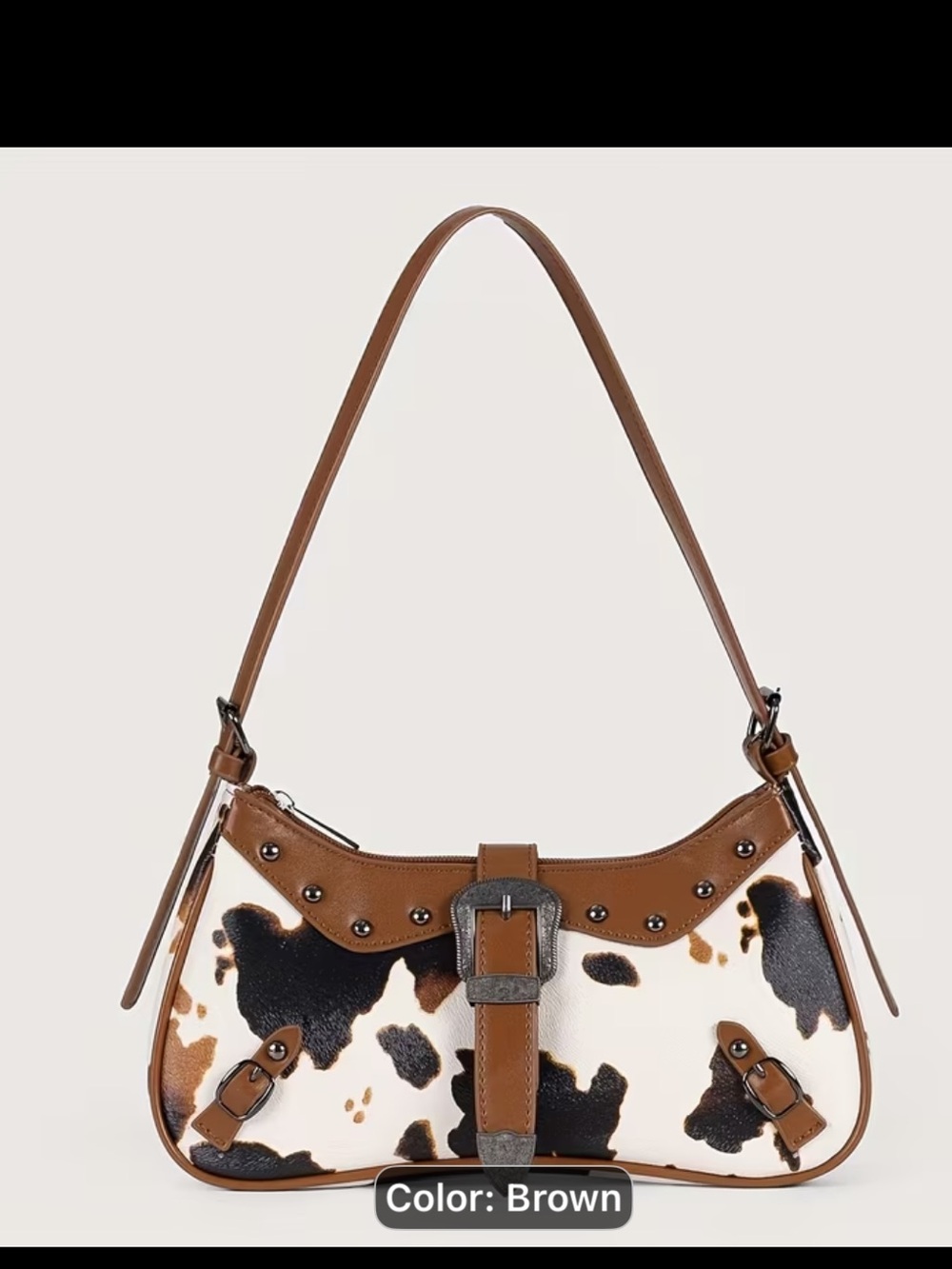 Target Brown and Black Cow-Print Shoulder Bag with Buckle